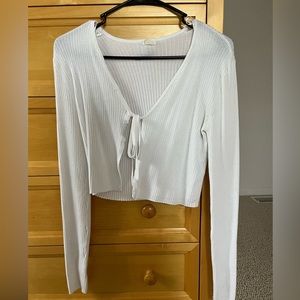 Garage white long-sleeve tie front (xs)